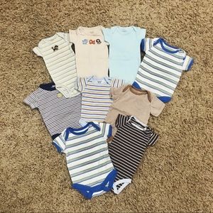 Striped Newborn Boy Onesie/Shoe Bundle